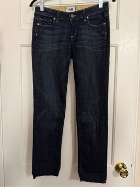 PAIGE Indigo Raw Hem Straight-Leg Women's Jeans